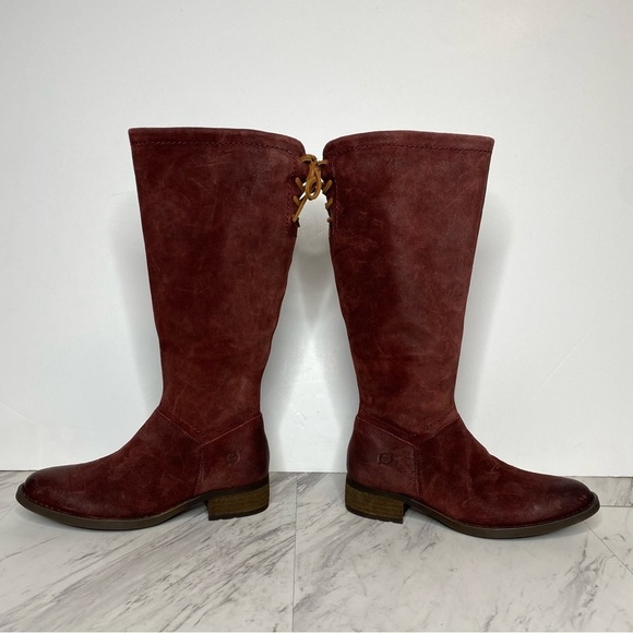 New! Born Hayden Red Distressed Suede Tall Boot 6 1/2 M - Picture 7 of 14